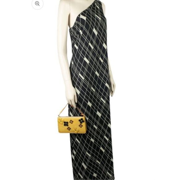 Ralph Lauren Vintage 90’s Savile Row Maxi Dress One Shoulder Geometric Plaid - Picture 1 of 12